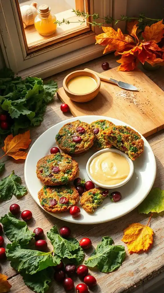 kale and cranberry fritters