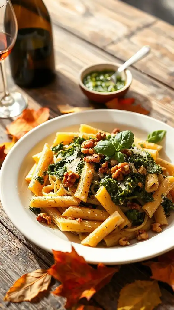 kale walnut pesto pasta recipe
