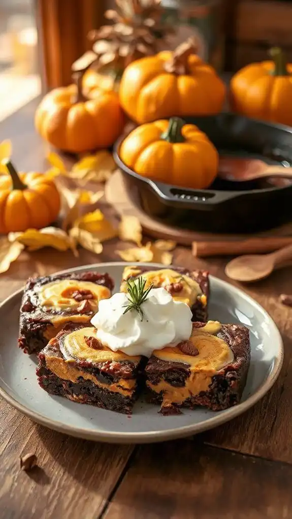 layered pumpkin cheesecake brownies