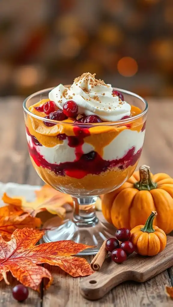 layered pumpkin cranberry dessert