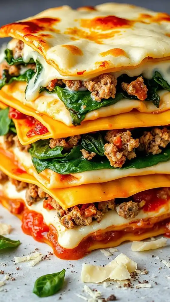 layered sausage and chard