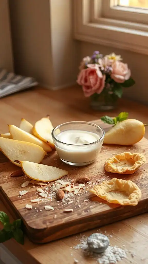 layering almond cream pears layering almond cream pears