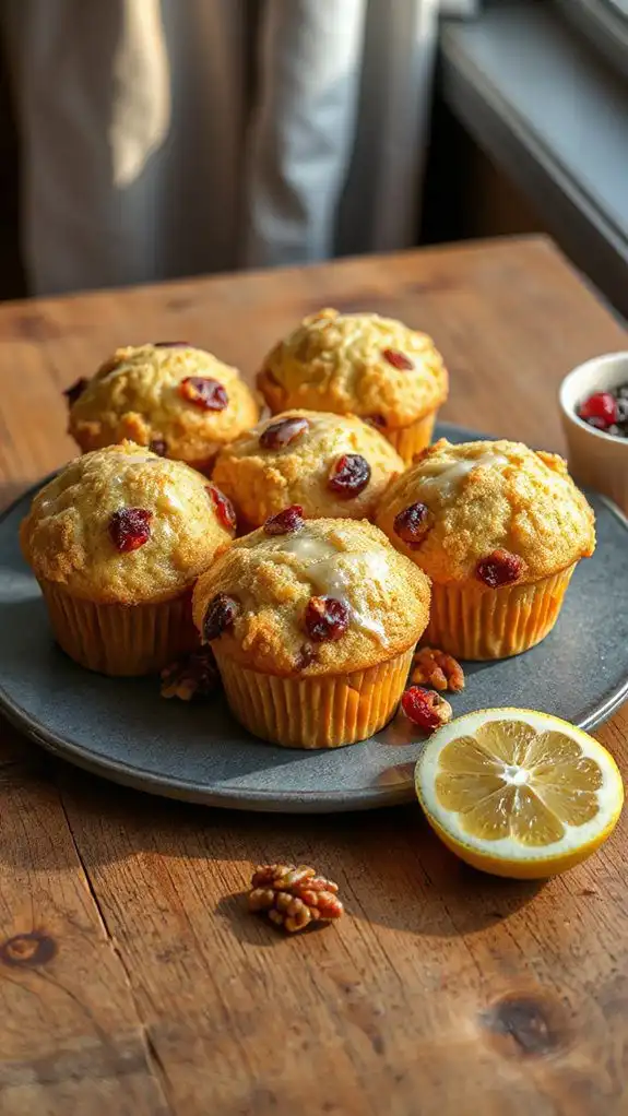 lemon cranberry walnut muffins