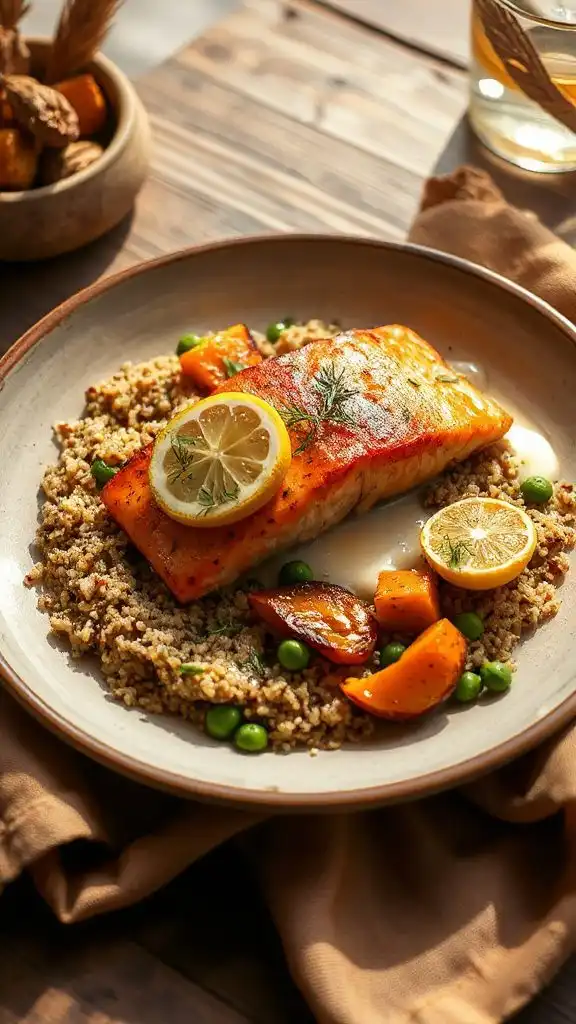 lemon dill salmon quinoa dish