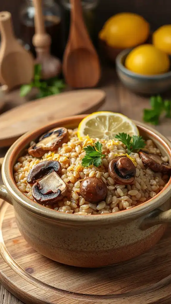 lemon garlic barley mushroom dish