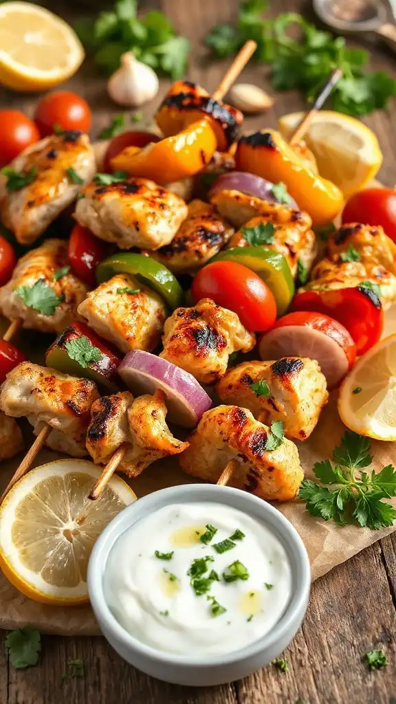lemon garlic chicken kebabs serving