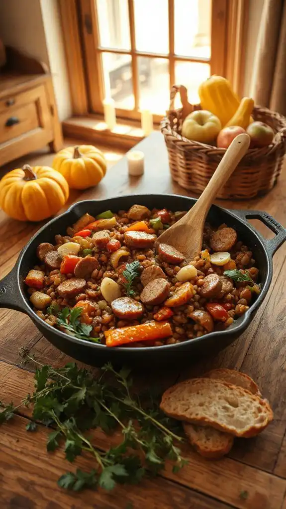 lentils sausage hearty skillet