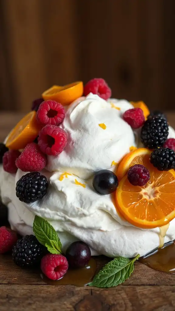 light meringue topped berries light meringue topped berries