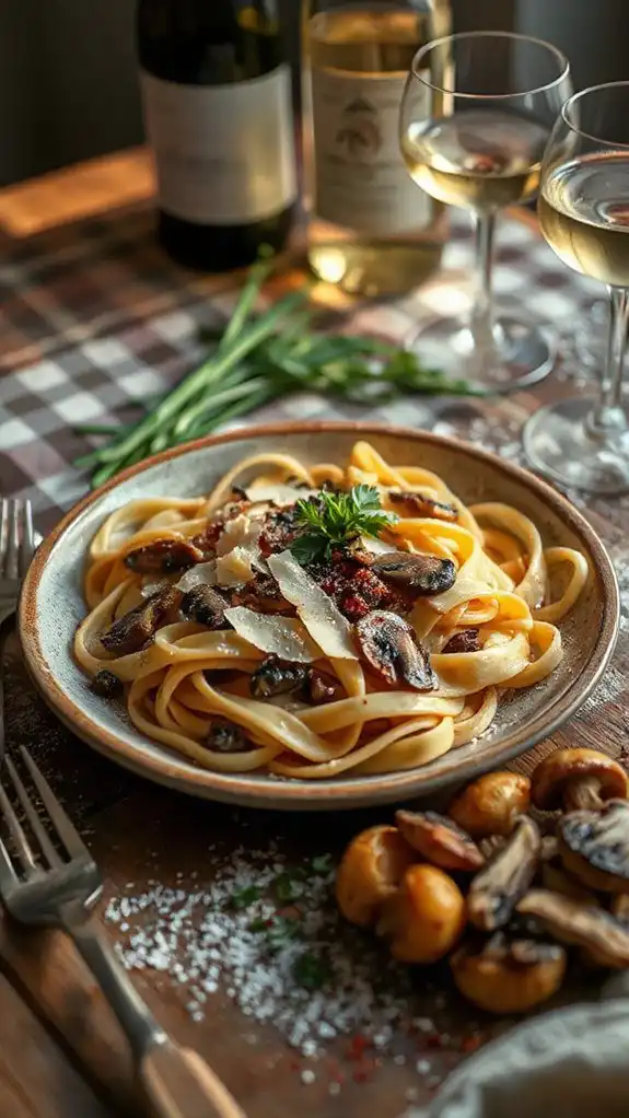luxurious mushroom pasta dish