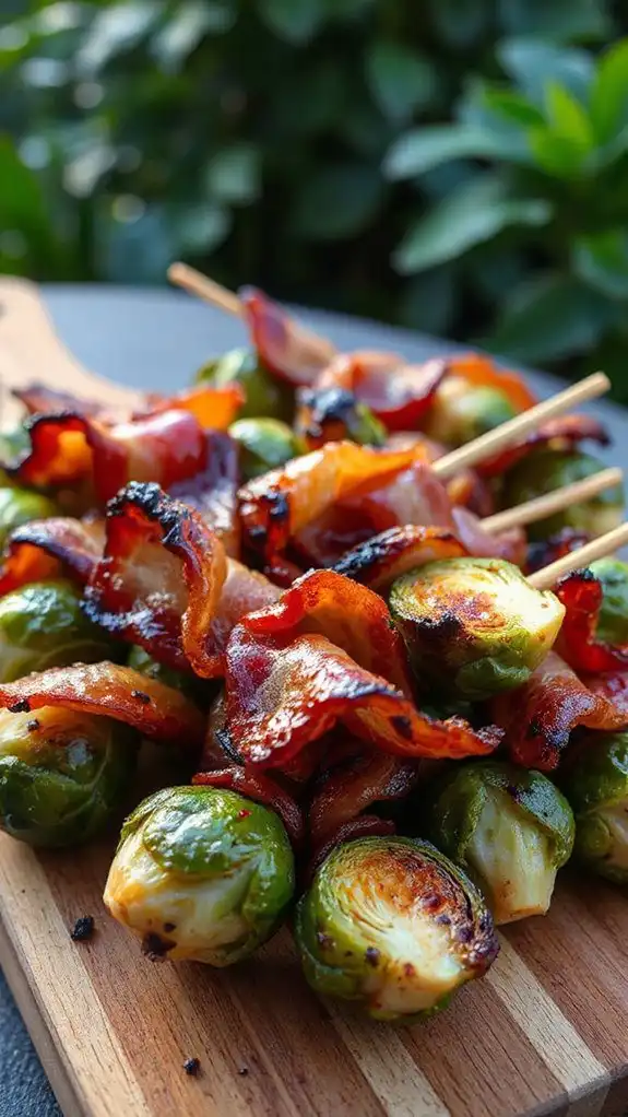maple bacon brussels sprout kabobs