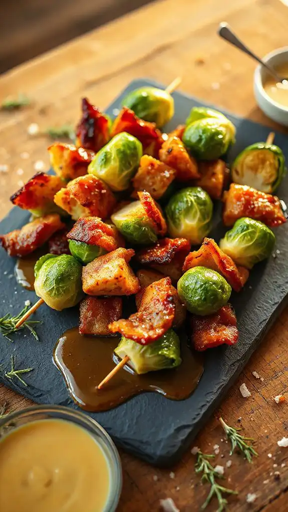 maple bacon brussels sprout kabobs