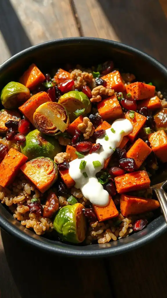 maple brussels sprouts barley bowl