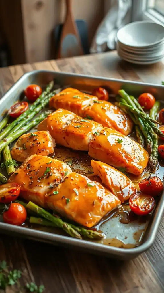 maple dijon glazed salmon dinner