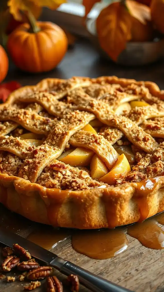 maple glazed apple crumble pie
