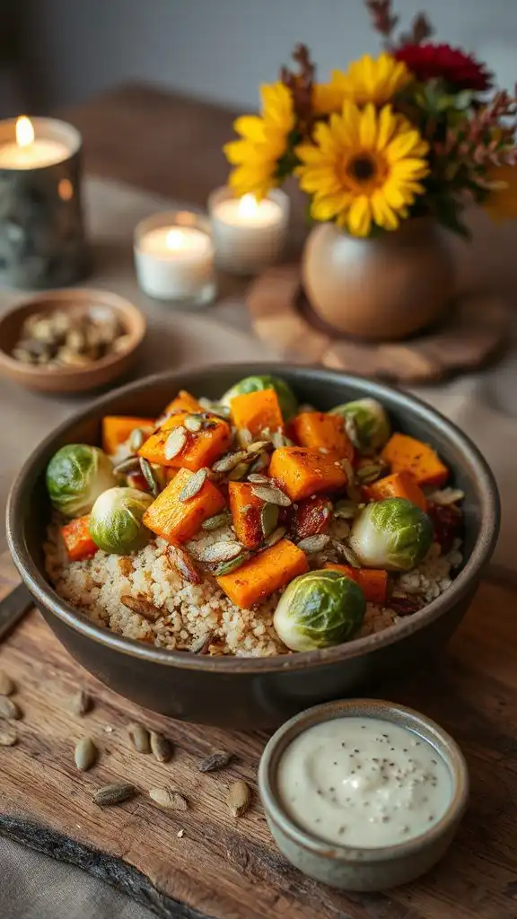 maple glazed brussels sprouts bowl