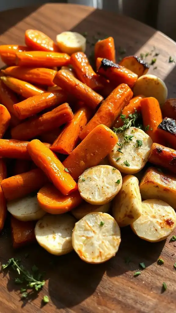 maple glazed carrots and parsnips
