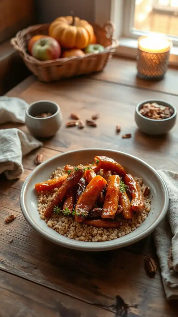 maple glazed carrots with quinoa
