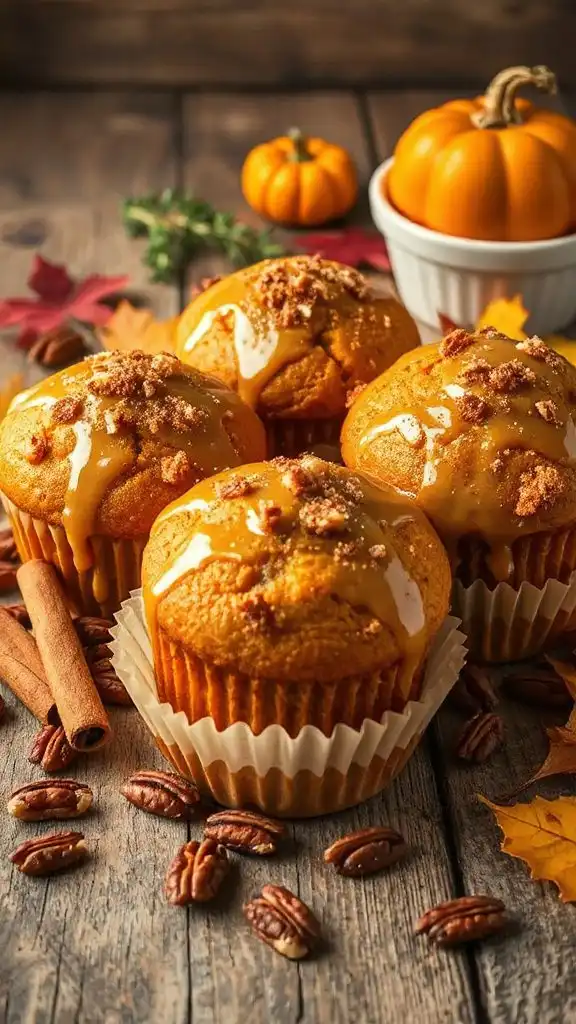 maple glazed pumpkin muffins