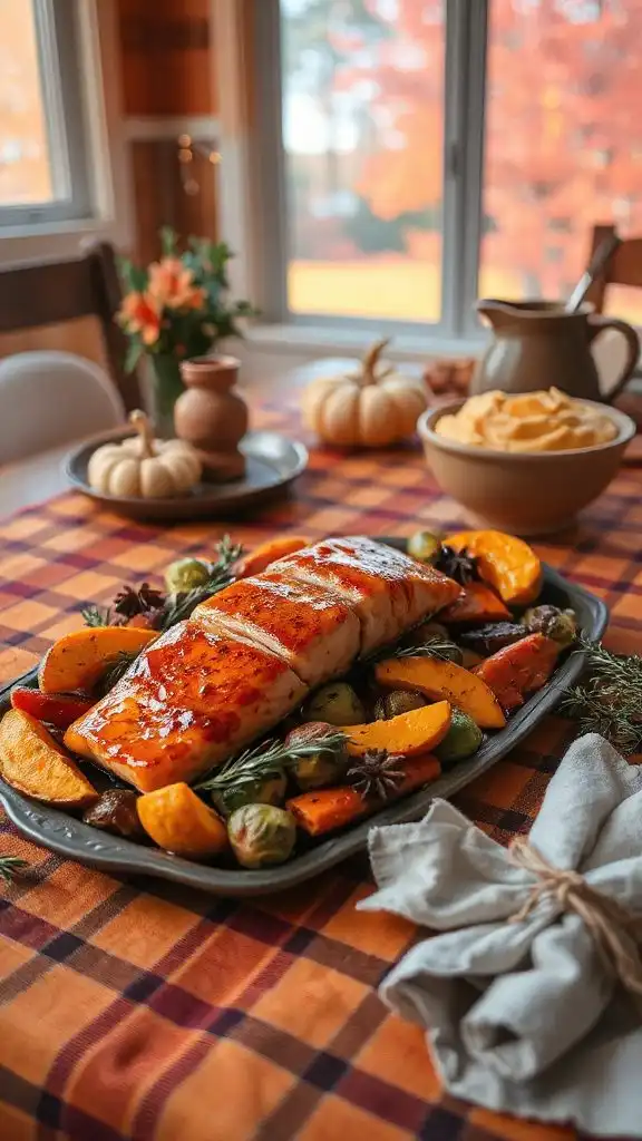 maple glazed salmon dinner