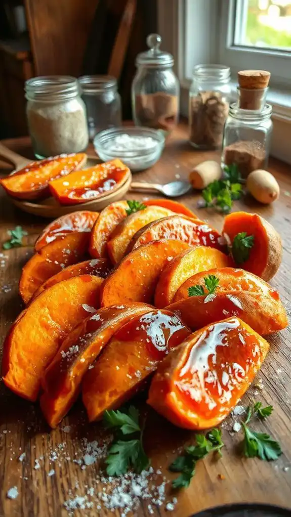 maple glazed sweet potato wedges