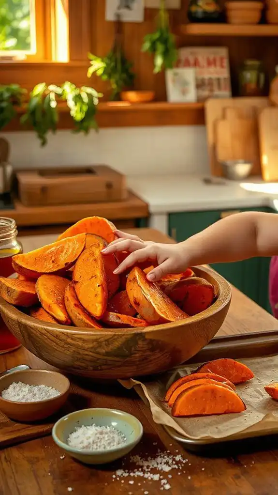 maple glazed sweet potato wedges