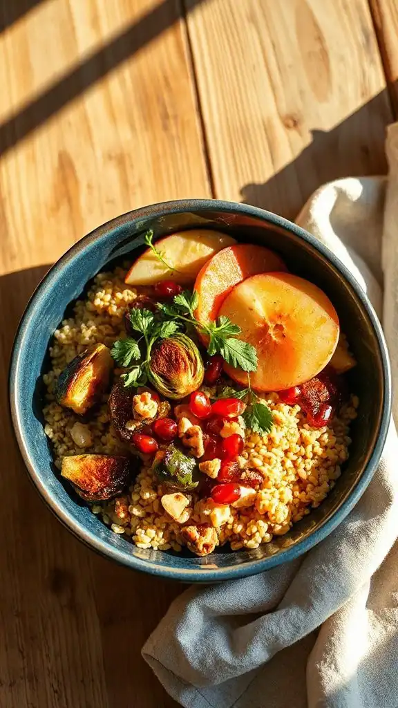maple mustard brussels sprouts bowl
