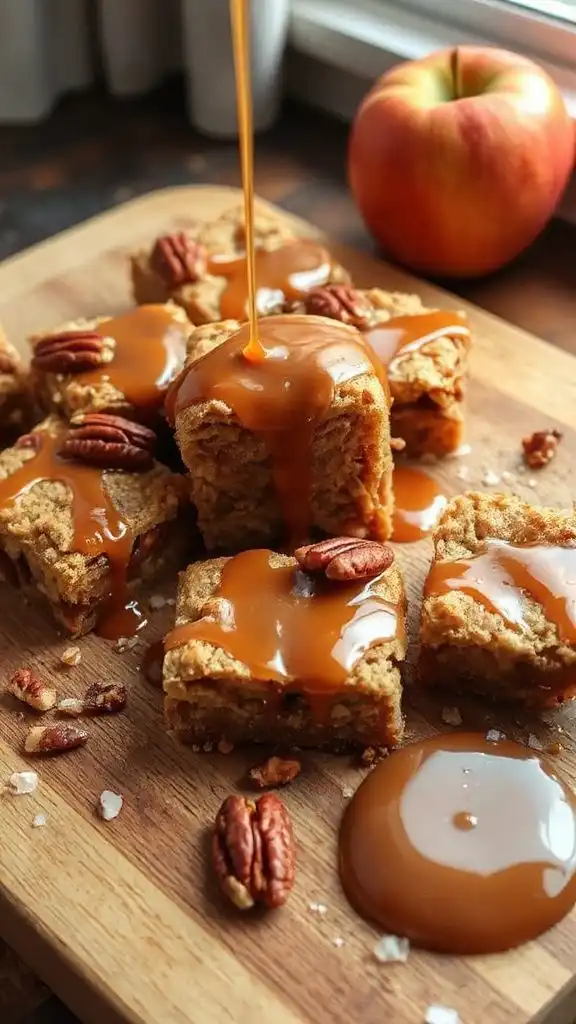 maple pecan caramel apple bars