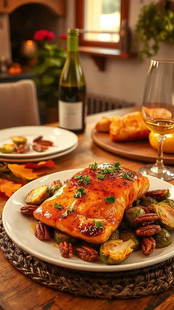 maple salmon with brussels sprouts