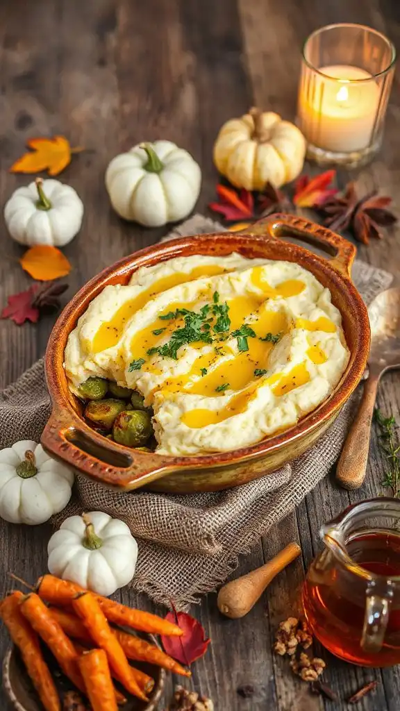 mashed potatoes and brussels sprouts