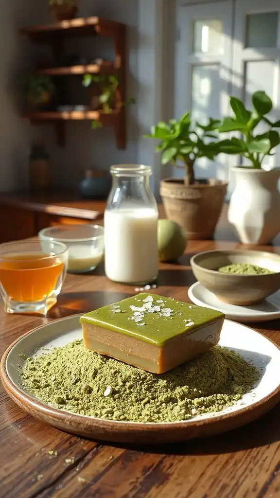 matcha caramel dessert bars