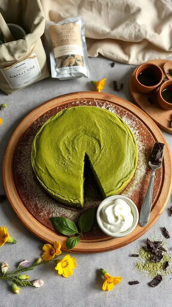 matcha chocolate flourless cake