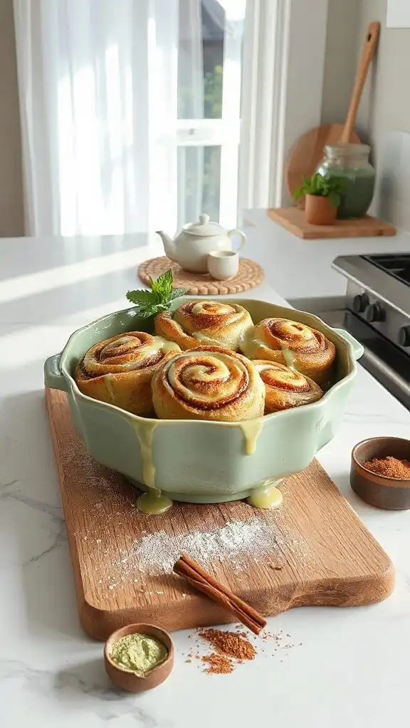 matcha cinnamon roll casserole