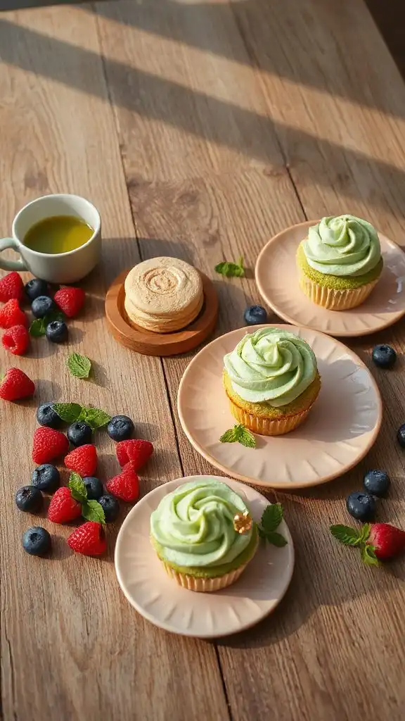 matcha cupcakes with frosting