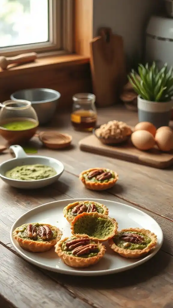 matcha infused pecan pie bites