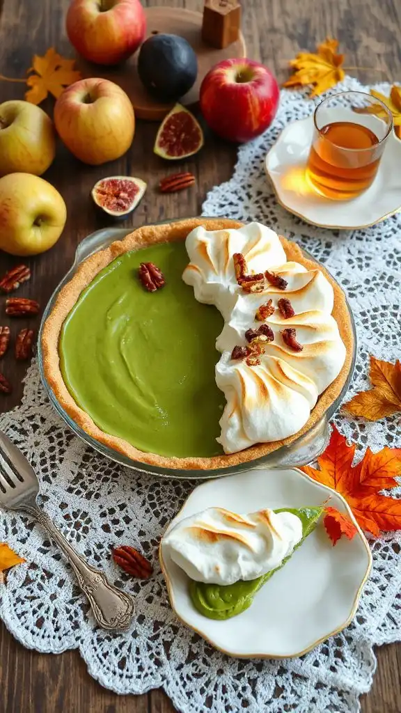 matcha maple meringue pie