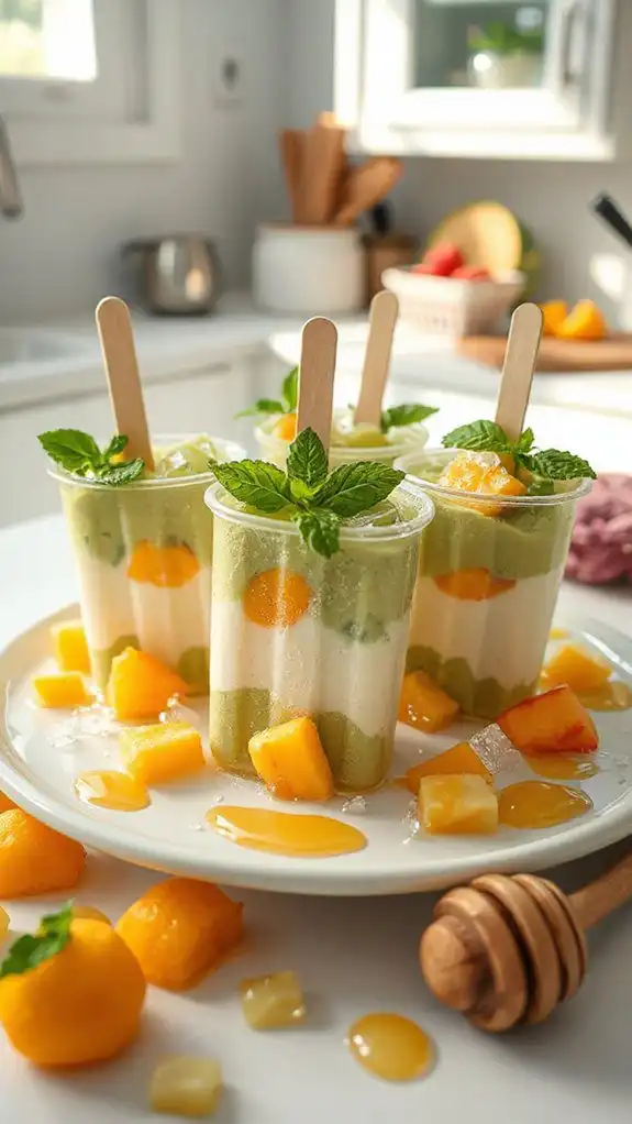 matcha mint melon pops