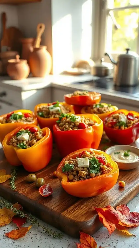 mediterranean chickpea stuffed peppers