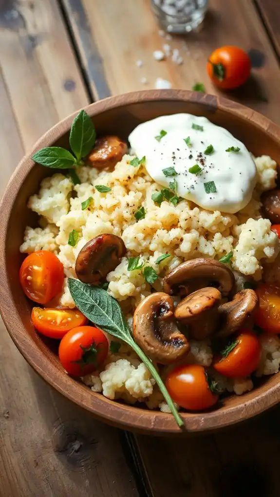 mediterranean mushroom cauliflower bowl