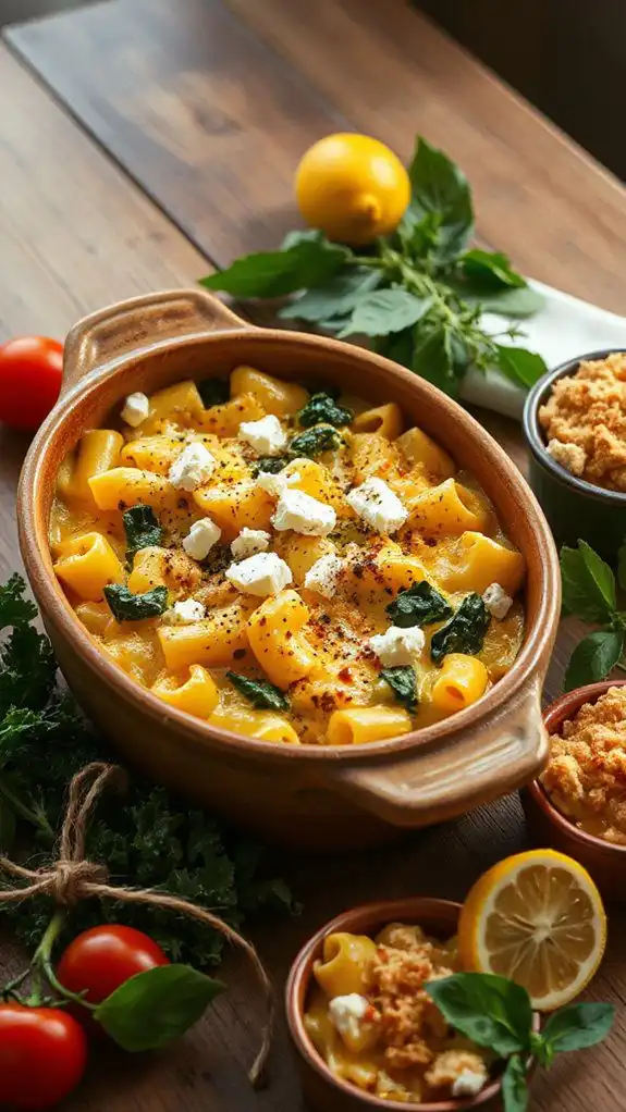 mediterranean spinach mac cheese