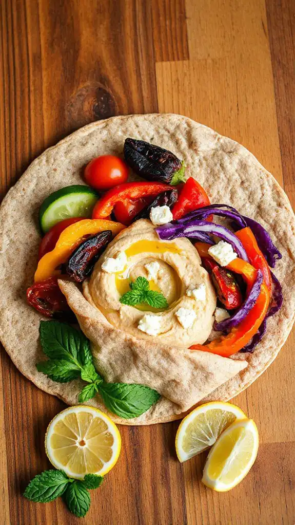 mediterranean veggie hummus wrap