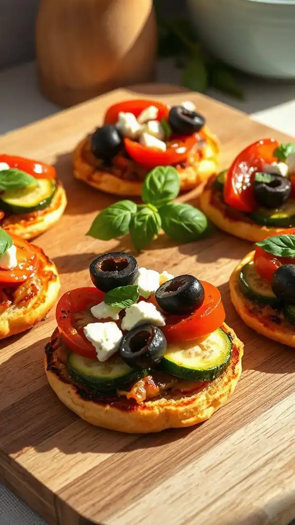 mediterranean veggie mini pizzas