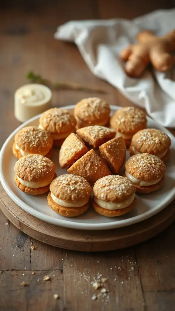 mini ginger biscuit sandwiches