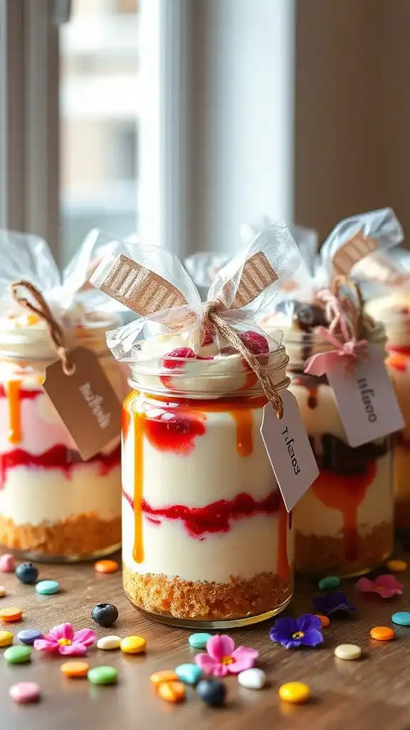 miniature cheesecake in jars