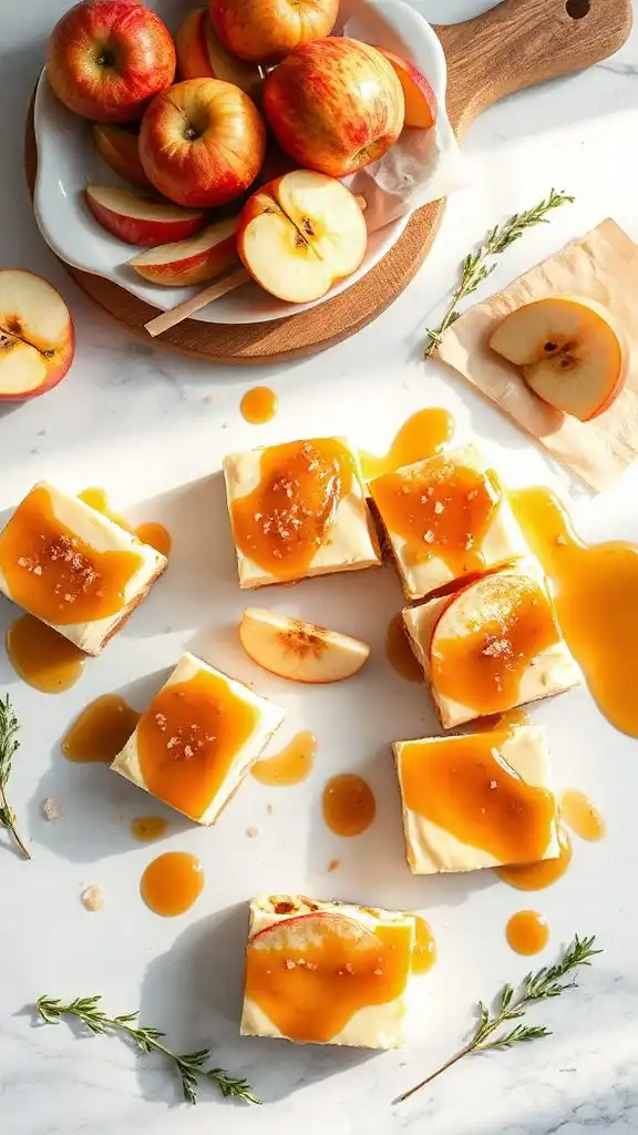 miso caramel apple cheesecake bars