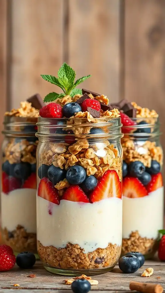 mixed berry cheesecake jars