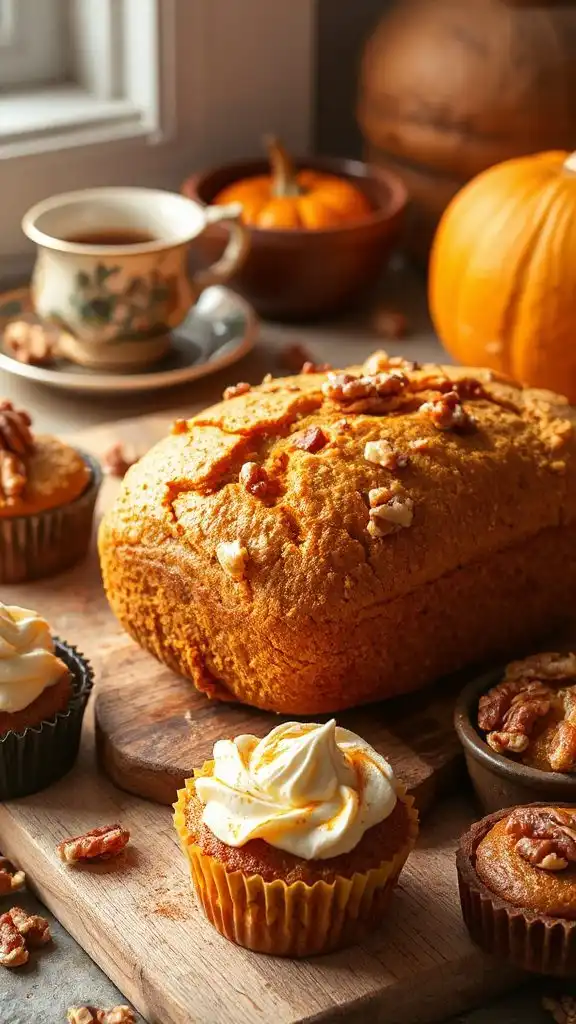 moist pumpkin walnut bread