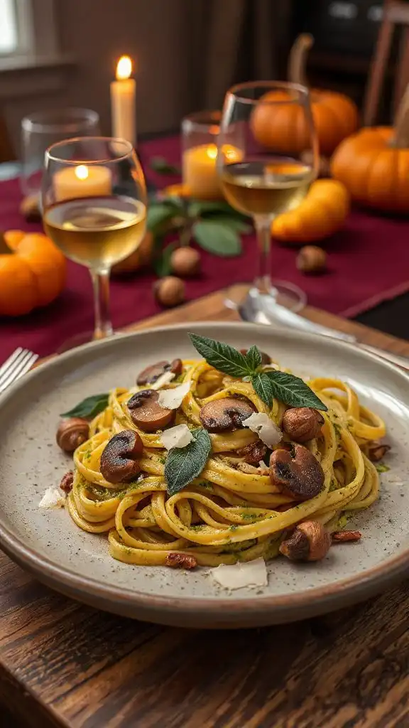 mushroom sage pesto linguine recipe