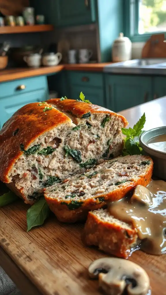 mushroom spinach meatloaf recipe