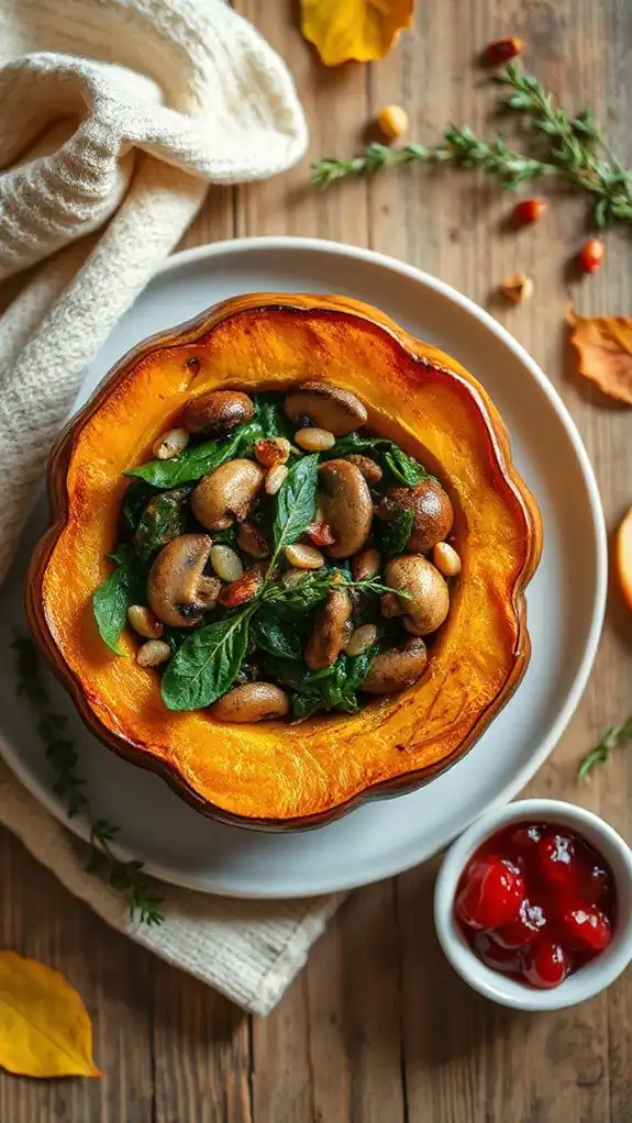 mushroom spinach stuffed squash