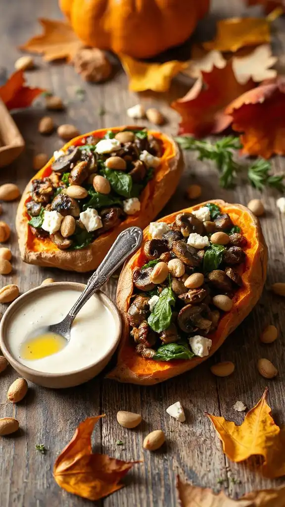 mushroom spinach stuffed sweet potatoes mushroom spinach stuffed sweet potatoes